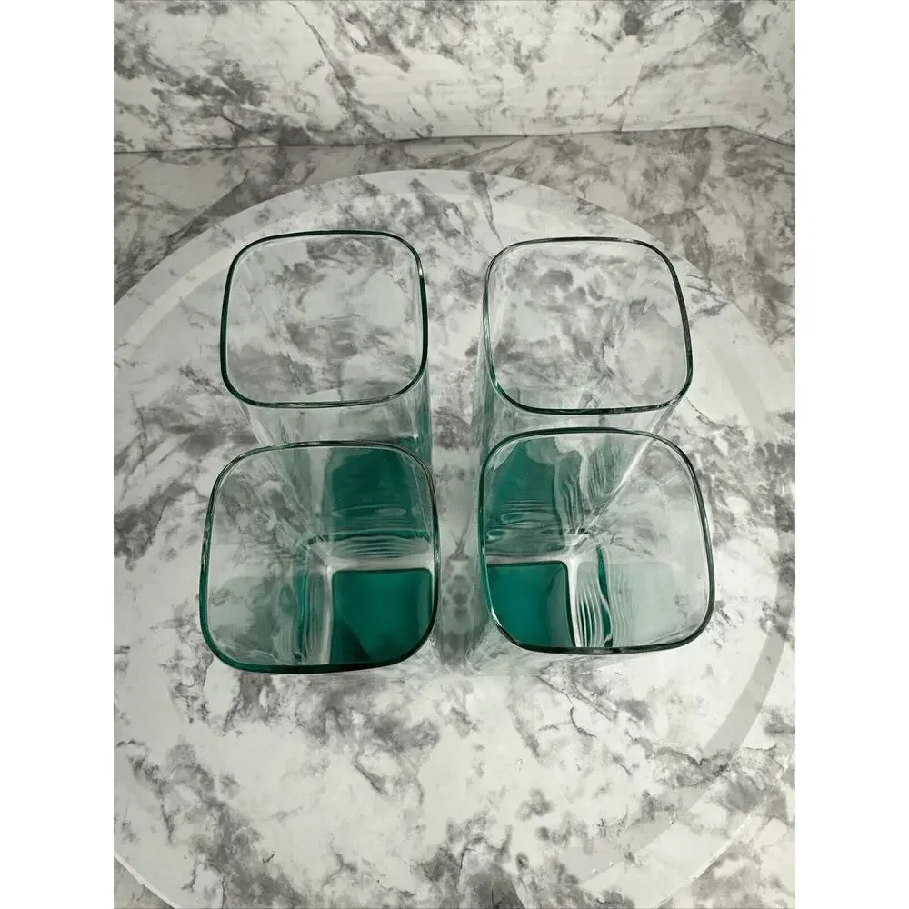 Luigi Bormioli Van Gogh Aqua Green Base Highball Square Glass‎ Set of 4